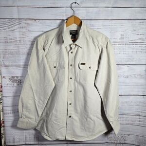 Guide Series Men's Large Beige Cotton Button Front Long Sleeve Outdoor Shirt L